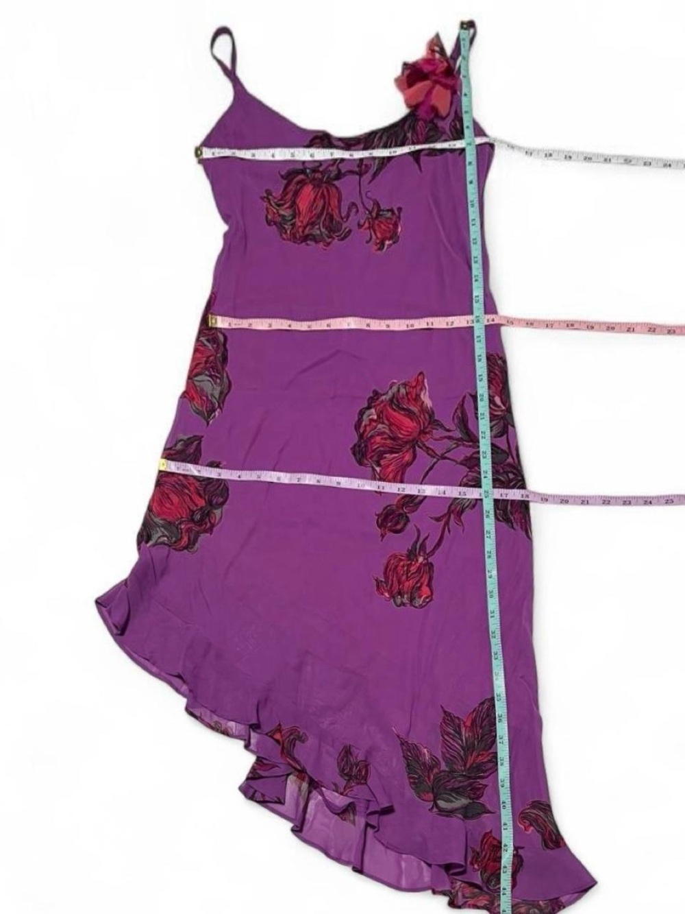 Betsey Johnson Magenta Floral Asymmetrical Slip Dress - Picture 6 of 6